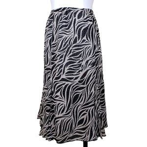 Nygard 2-Layer Semi Sheer Black White Reversible Silk Skirt, Medium